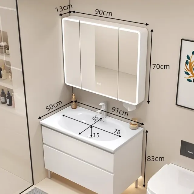 Évier blanc armoire De salle De bain lumière Led… – vue 5