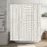 Rideau de douche géométrique blanc et beige – vue 3