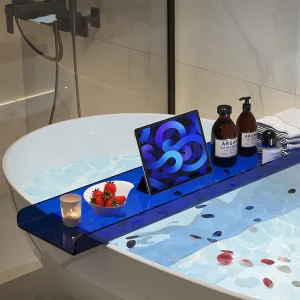 Support de baignoire en acrylique, téléphone, support de rangement pour iPad, support transparent, plateau de baignoire spécial pour le bain