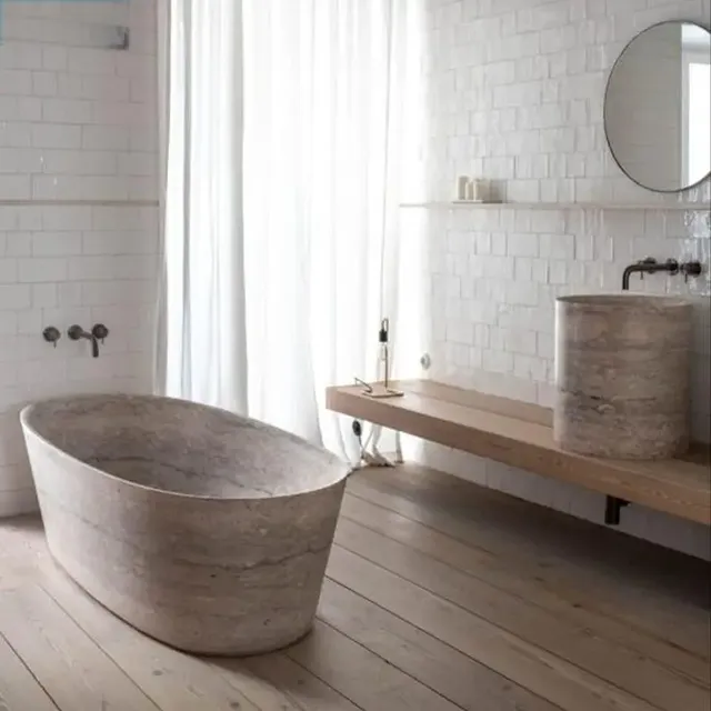 Baignoire en marbre autoportante personnalisable – vue 5
