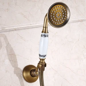 Pommeau de douche à main en laiton antique avec tuyau de 1.5m, pommeau de douche en bronze, pulvérisateur d&rsquo;économie d&rsquo;eau, déterminer le style téléphonique