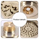 ABKW-drain de sol carré doré, égouttoir de sol de douche avec filtre de crépine, Drainage propre pour salle de bains et toilettes