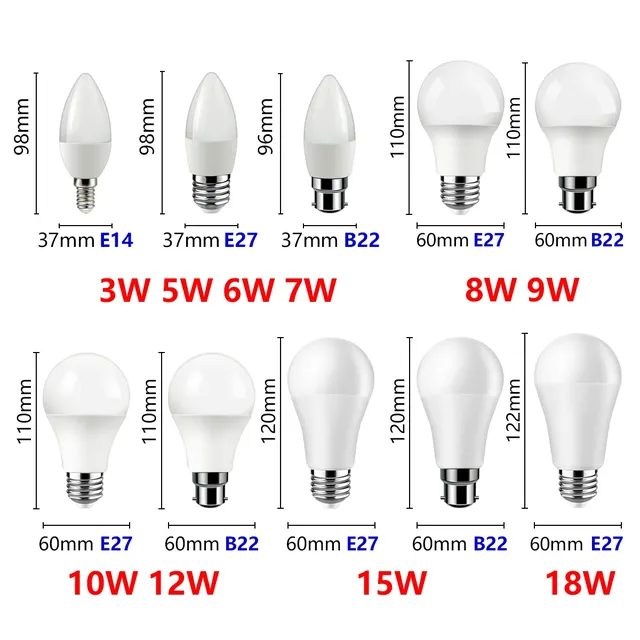 Ampoule LED à économie d'énergie AC220V E14 E27 B22… – vue 2