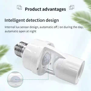 Support d&rsquo;ampoule avec capteur de mouvement intelligent E27, adaptateur de capteur d&rsquo;induction PIR, convertisseur de Base de lampe, interrupteur LED automatique AC 110V 220V