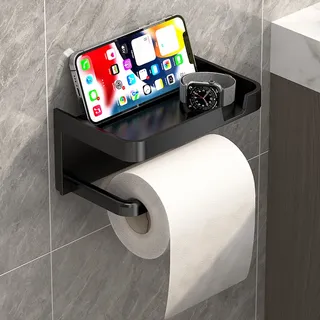 Porte papier toilette mural rangement tablette antidérapante noir mat…