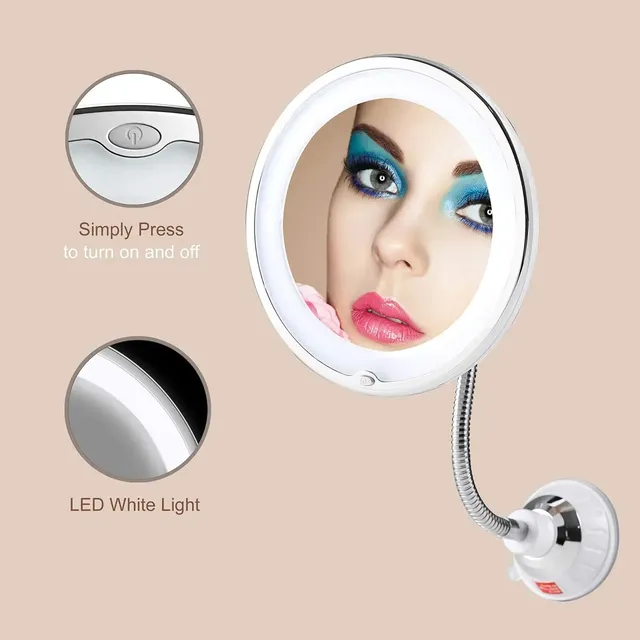 Miroir maquillage éclairé LED grossissant 10x rond verre… – vue 5