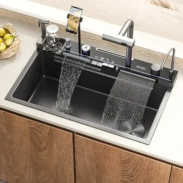 Évier de cuisine cascade en acier inoxydable 304 – vue 4