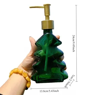 Distributeur savon liquide décoratif sapin stylisé vert translucide…