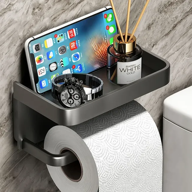 Support porte papier toilettes tablette intégrée noir… – vue 5