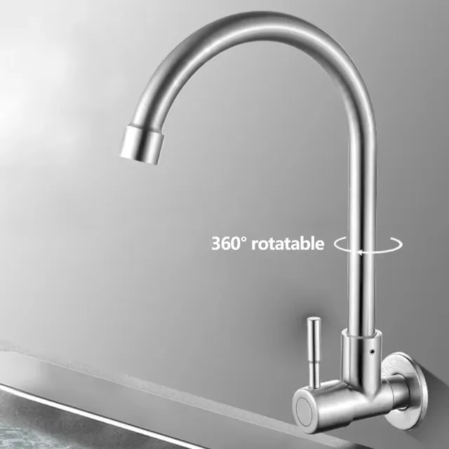 Robinet de cuisine mural en acier inoxydable – vue 4