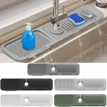 Tapis de protection contre les éclaboussures d&rsquo;évier 24 pouces, tapis de protection d&rsquo;évier de cuisine en silicone avec 5 °   Drain de pente, bouchon anti-éclaboussures d&rsquo;eau de robinet pour les taches