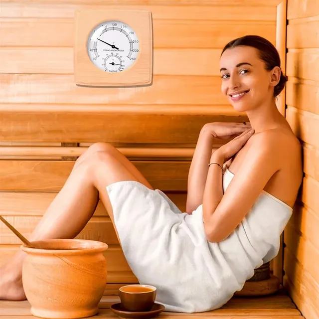 Thermomètre hygromètre sauna analogique bois cèdre… – vue 2
