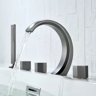 Tuqiu mitigeur baignoire plage quatre trous gris mat nickel brossé…