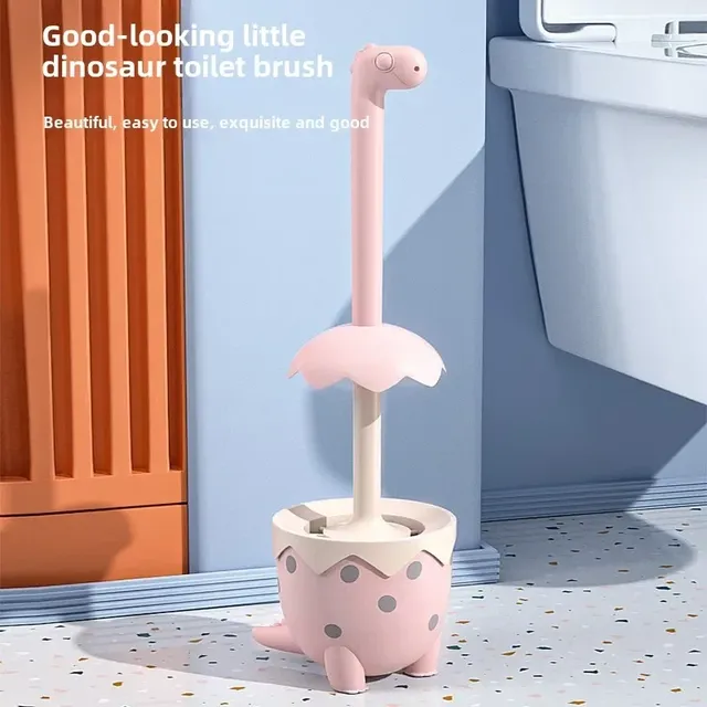 Brosse toilette dinosaure kawaii pastel rose bleu manche… – vue 4