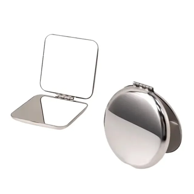 Miroir maquillage pliable rond compact métal chromé… – vue 6
