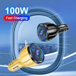 Chargeur USB de voiture de type C à charge rapide PD, adaptateur de téléphone pour iPhone, Samsung, Huawei, Xiaomi, 100W, 3.0