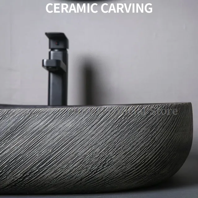 Vasque céramique ovale profonde minimaliste… – vue 3