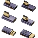 Adaptateur HDMI haute définition avec coque en aluminium, coudes haut et bas, coudes latéraux, 2.1 adaptateurs, angles droits étendus, 8k @ 60hz