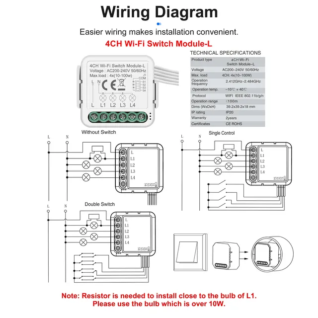 GIRIER Tuya Module de commutateur de lumière WiFi… – vue 6