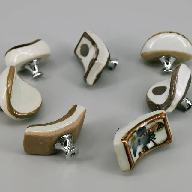 Poignées céramique porcelaine émaillée blanche bordure… – vue 6