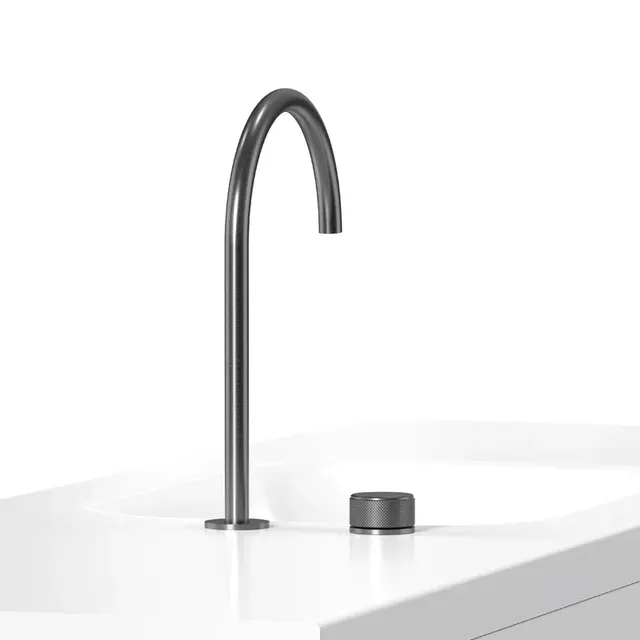 Mitigeur lavabo col cygne haut noir mat bec arc élancé… – vue 3