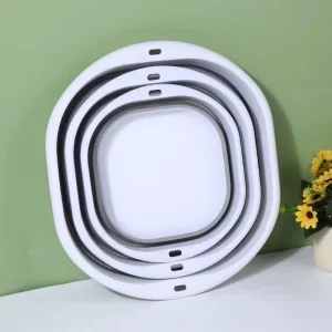 Bassin en plastique portable : bol de lavage flexible en silicone, seau pliable pour salle de bain à domicile – Bol de toilette de voyage avec fonction de suspension