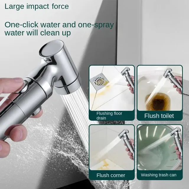 Pulvérisateur bidet portatif chromé noir argenté ABS… – vue 2