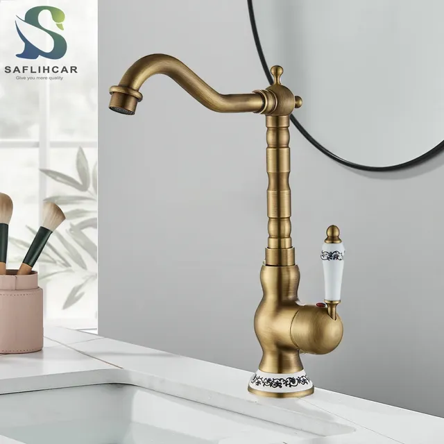 Robinet de salle de bains en laiton Antique – vue 2