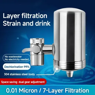 Filtre Robinet Acier Inoxydable 304 Brossé Compact Préfiltre Sept…