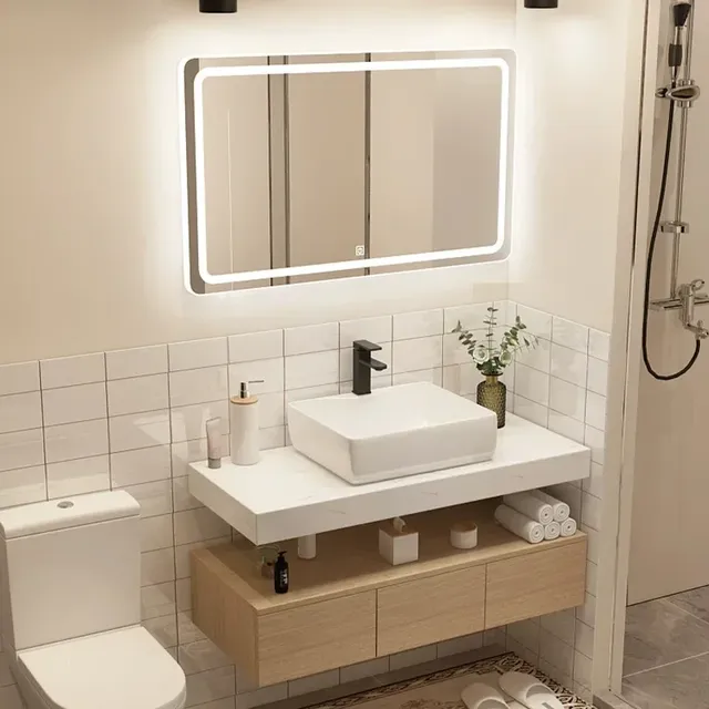 Meuble vasque céramique intégré plan marbre synthétique… – vue 3
