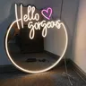 Miroir mural rond néon DEL lumineux lettrage cursif… – vue 1