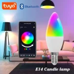 Ampoule LED Smart Lamp pour la décoration de la maison et de la chambre, E14, TUYA, Bluetooth, Dimmable, RGB Light, 220V, Andrea Group Control, Smart Life