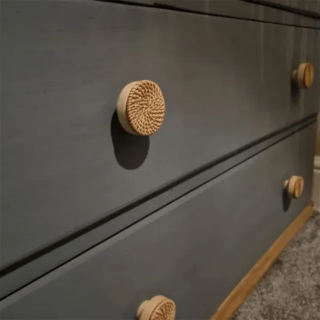 Boutons de commode en rotin Boho – vue 4