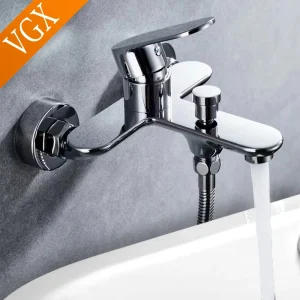 VGX robinet de salle de bain-douche, robinets de baignoire, robinets d&rsquo;eau de bain, inverseur, mitigeur de baignoire à poignée unique, vanne de commande de douche, grue