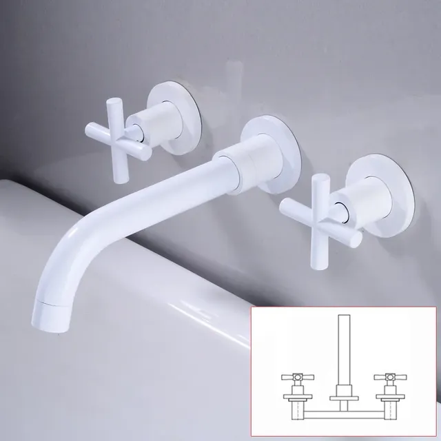 Ensemble de robinets de lavabo muraux – vue 4