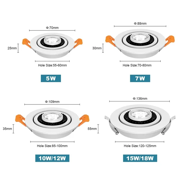 Dimmable LED Downlight 5w 7w 10w encastré plafonnier 360… – vue 6