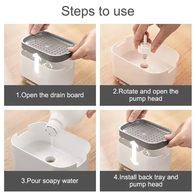 Distributeur de savon à vaisselle Portable 2 en 1 – vue 5