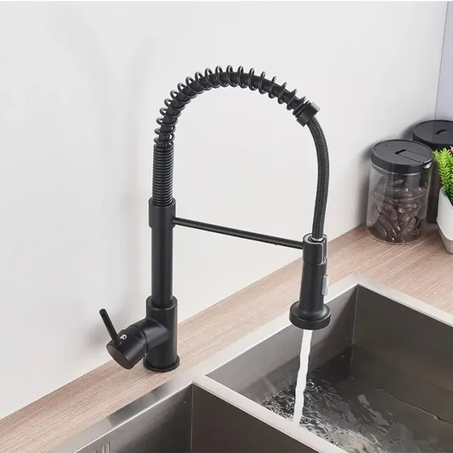 Robinet de cuisine extractible noir mat – vue 2