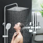 Ensemble de douche à effet pluie simple chromé, pommeau de douche, haute pression, acier inoxydable, baignoire à 2 voies, bain, centre commercial, 12 po