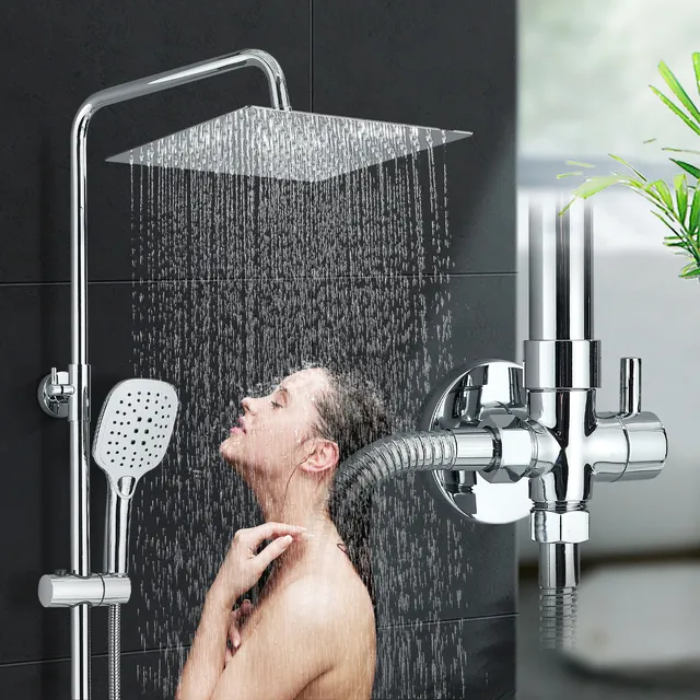 Ensemble de douche à effet pluie simple chromé