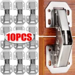 Charnières d&rsquo;armoire en acier à 90 degrés, 10/1 pièces, sans trou de perçage, tampon hydraulique, charnière d&rsquo;armoire de cuisine, quincaillerie de meubles