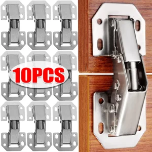 Charnières d&rsquo;armoire en acier à 90 degrés, 10/1 pièces, sans trou de perçage, tampon hydraulique, charnière d&rsquo;armoire de cuisine, quincaillerie de meubles