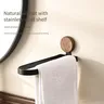 Porte serviette mural bois noyer anneau ovale métal noir… – vue 3