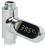 Thermomètre de douche d&rsquo;eau domestique à affichage LED 5-85 ℃   Thermomètre à eau auto-alimenté à débit, surveillance de l&rsquo;énergie pour soins de bébé, compteur intelligent