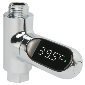 Thermomètre de douche d&rsquo;eau domestique à affichage LED 5-85 ℃   Thermomètre à eau auto-alimenté à débit, surveillance de l&rsquo;énergie pour soins de bébé, compteur intelligent