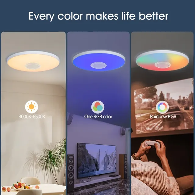 Plafonnier LED intelligent avec haut-parleur – vue 3