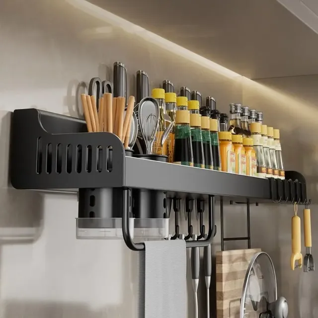 Support rangement mural cuisine inox brossé gris… – vue 4