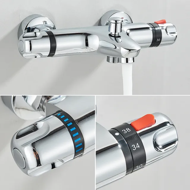 Ensemble de robinets de douche thermostatiques chromés – vue 3