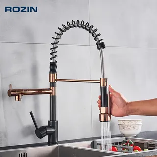 Robinet de cuisine extractible à ressort noir