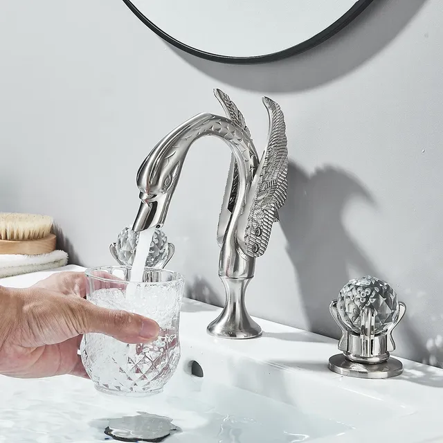 POIQIHY robinet de lavabo cygne monté sur le pont – vue 5